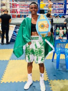 Read more about the article Congratulations to Blessing Dada, who won a TKO 4 over Tanwarat Saengiamjit today in Bangkok, Thailand to win the WIBA Super Flyweight International Title